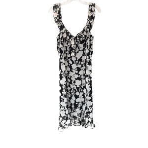 Anny‎ Taylor Loft Dress Black White Floral Babydoll Fairy Whimsical  Size 12